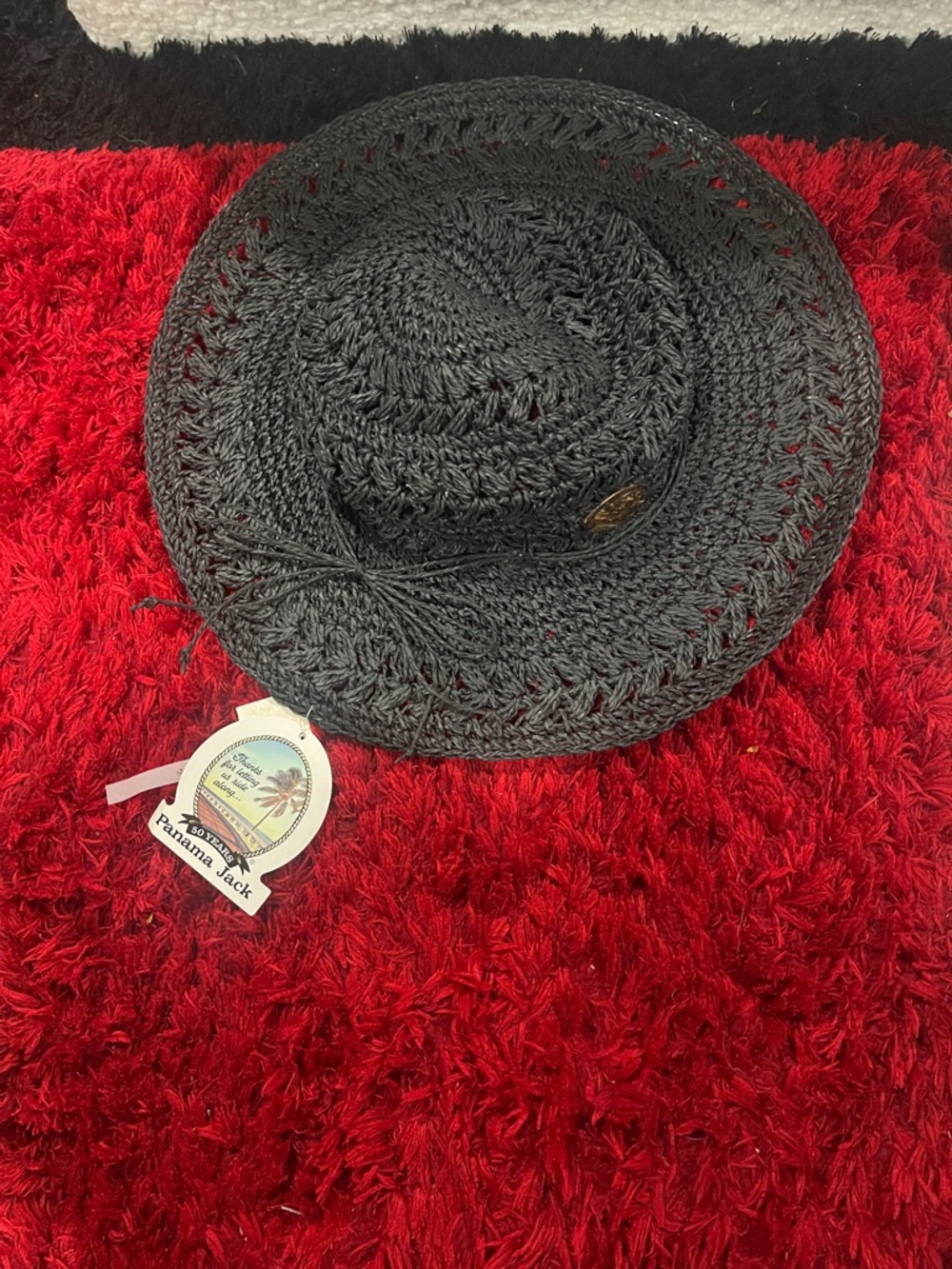 Panama Jack Women's Black Crochet Sun Hat